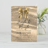 Jingle & Mingle Christmas Party Gold Sparkle Bow  Kaart (Staand voorkant)