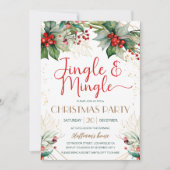Jingle & Mingle Christmas Party Greenery Red Berry Kaart (Voorkant)