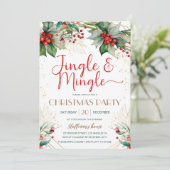 Jingle & Mingle Christmas Party Greenery Red Berry Kaart (Staand voorkant)