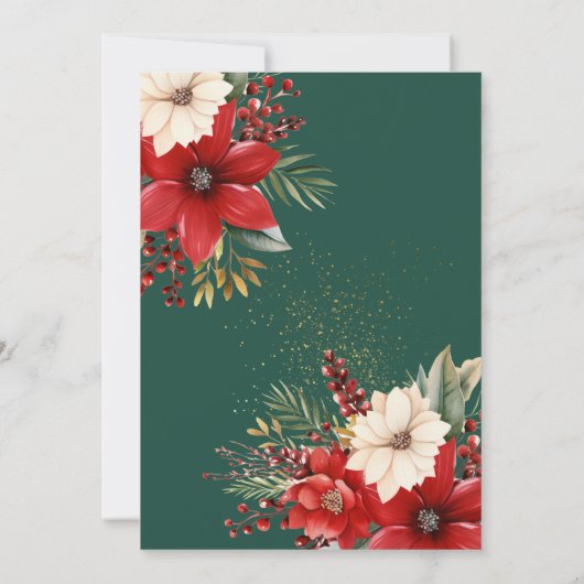 Jingle & Mingle Christmas Party Red Poinsettia Kaart (Achterkant)