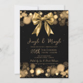 Jingle & Mingle Christmas Party Winter Gold Bow Kaart (Voorkant)