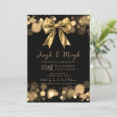 Jingle & Mingle Christmas Party Winter Gold Bow Kaart (Staand voorkant)