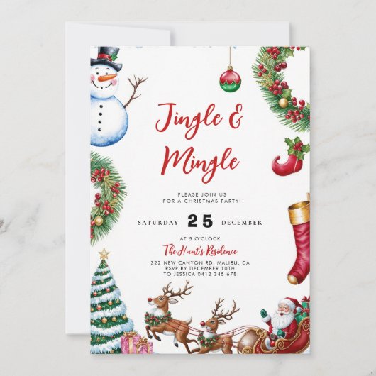 Jingle & Mingle Christmas Sweater Party Uitnodigin Kaart (Voorkant)