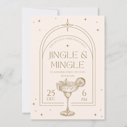 Jingle & Mingle  Cocktail Kerstfeest Kaart (Voorkant)