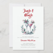 Jingle Mingle Cocktail Wreath Red Christmas Party Kaart (Voorkant)