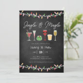 Jingle & Mingle Cocktails Kerstfeest Kaart (Staand voorkant)