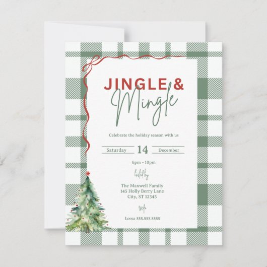 Jingle & Mingle eenvoudige kerstfeest uitnodiging (Voorkant)
