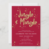 Jingle & Mingle Faux Gold Glitter Vakantie Party Kaart (Voorkant)