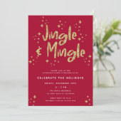 Jingle & Mingle Faux Gold Glitter Vakantie Party Kaart (Staand voorkant)