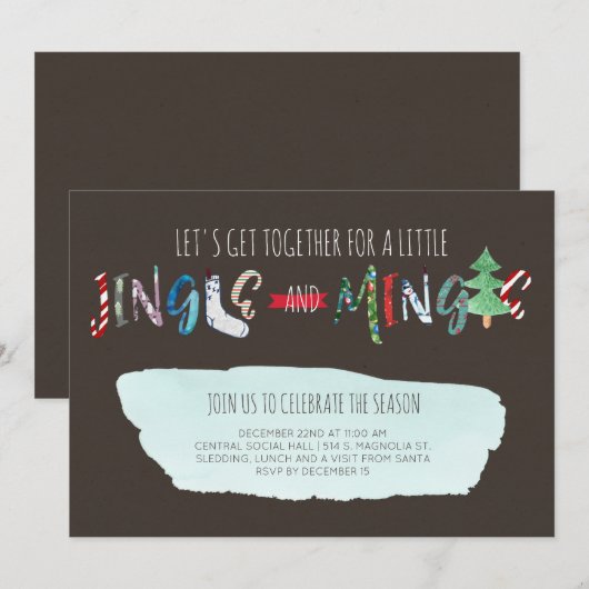 Jingle & Mingle Feest Uitnodiging (Voorkant / Achterkant)