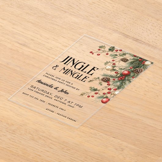 Jingle & Mingle Feestelijk Kerstfeest Acryl Uitnodigingen (Laagn)