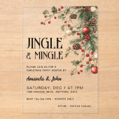 Jingle & Mingle Feestelijk Kerstfeest Acryl Uitnodigingen (Voorkant)