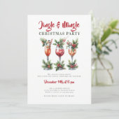 Jingle Mingle Feestelijke Cocktails Kerstfeest Kaart (Staand voorkant)