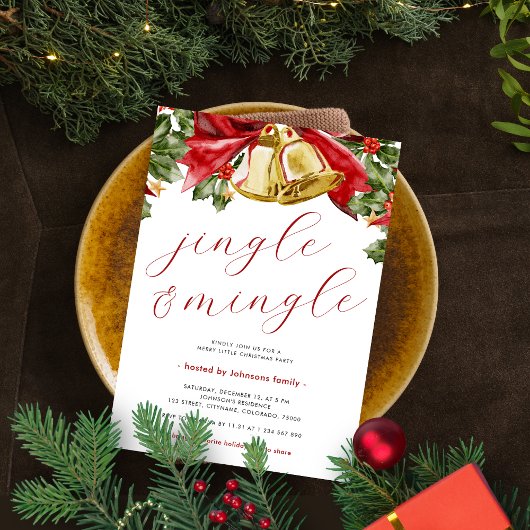 Jingle & Mingle Feestelijke Gouden Bellen Kerstfee Kaart