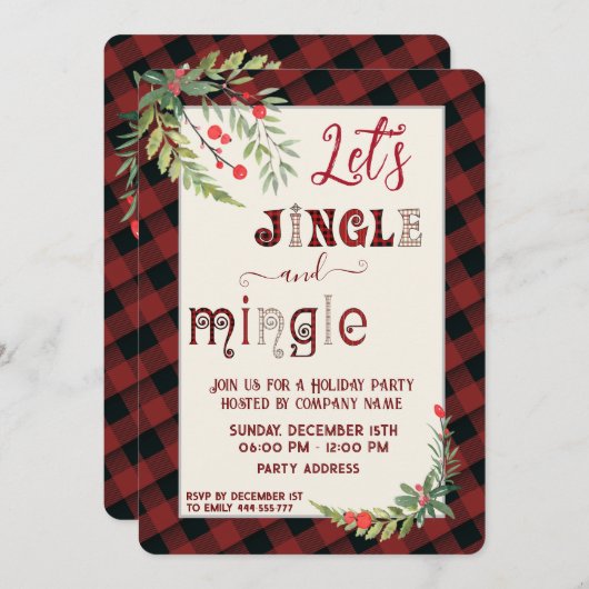 Jingle & mingle-feestfeestdag, uitnodiging voor be (Voorkant / Achterkant)