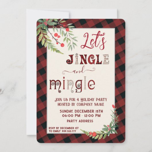 Jingle & mingle-feestfeestdag, uitnodiging voor be (Voorkant)
