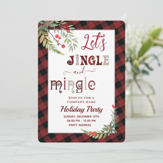 Jingle & mingle-feestfeestdag, uitnodiging voor be (Staand voorkant)