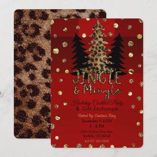 Jingle & Mingle Gold Glam Leopard-kerstfeest Kaart