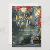 Jingle & Mingle Goud Bloemengroen Kerstfeest Kaart (Voorkant)