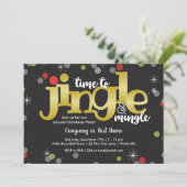 Jingle & Mingle Goud Rood en Groen Kerstfeest Kaart (Staand voorkant)