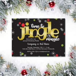 Jingle & Mingle Goud Rood en Groen Kerstfeest Kaart