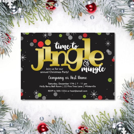 Jingle & Mingle Goud Rood en Groen Kerstfeest Kaart