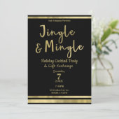 Jingle & Mingle Gouden Bedrijfs Kerstfeest Kaart (Staand voorkant)
