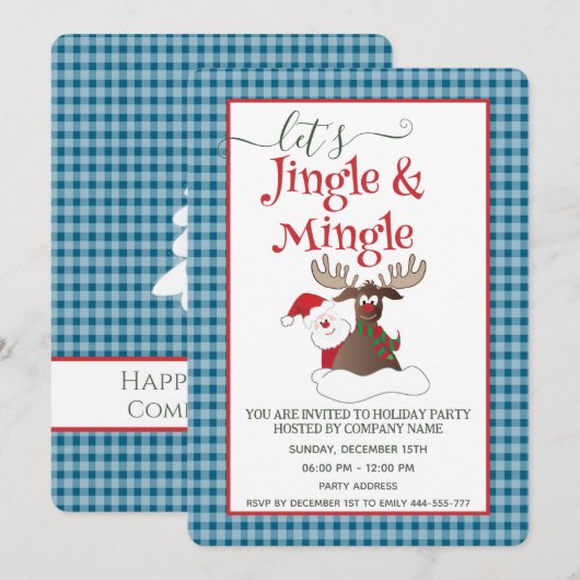 Jingle Mingle grappig Santa rendier vakantie feest Kaart (Voorkant / Achterkant)