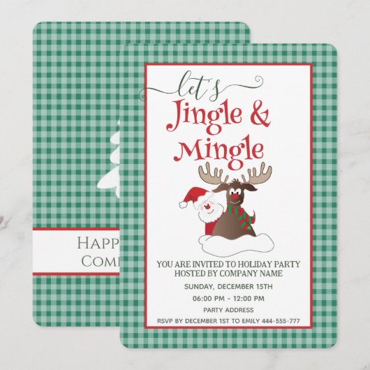 Jingle Mingle grappig Santa rendier vakantie feest Kaart (Voorkant / Achterkant)