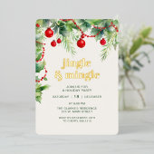 Jingle Mingle Green Kerstfeest Folie Uitnodiging (Staand Voorkant)