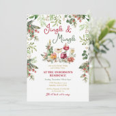 Jingle & Mingle Greenery Cocktail Kerstdiner Kaart (Staand voorkant)