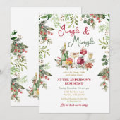 Jingle & Mingle Greenery Cocktail Kerstdiner Kaart (Voorkant / Achterkant)