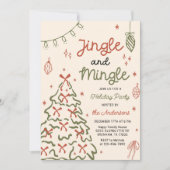 Jingle & Mingle Hand Drawn Christmas Holiday Party Kaart (Voorkant)