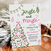 Jingle & Mingle Hand Drawn Christmas Holiday Party Kaart