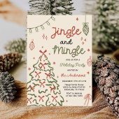 Jingle & Mingle Hand Drawn Christmas Holiday Party Kaart