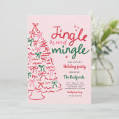 Jingle & Mingle Hand getekend kerstfeest Kaart (Staand voorkant)