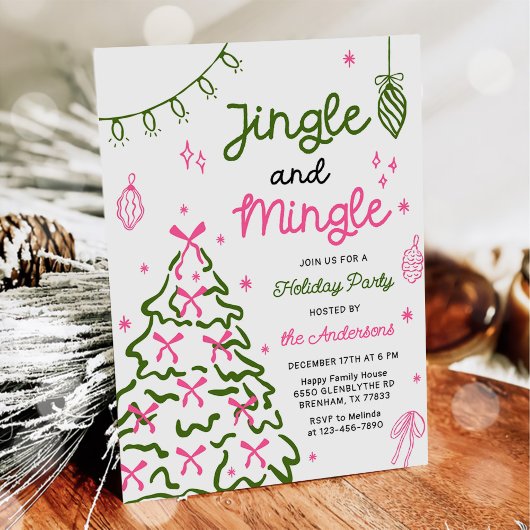 Jingle & Mingle Hand Getekend Kerstfeest Kaart