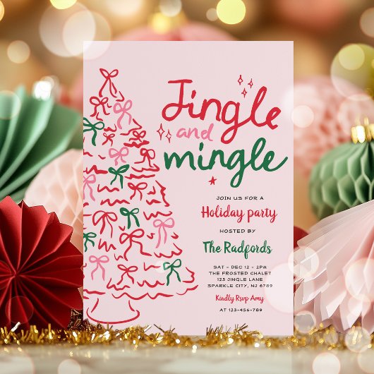 Jingle & Mingle Hand getekend kerstfeest Kaart