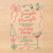 Jingle & Mingle | Holiday Cocktail Party Acryl Uitnodigingen (Voorkant)