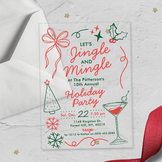 Jingle & Mingle | Holiday Cocktail Party Acryl Uitnodigingen