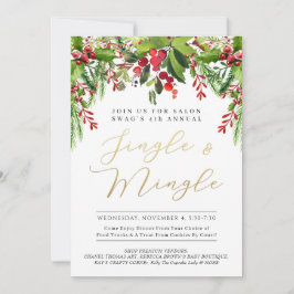 Jingle & Mingle In Fresh Garland Evenement Uitnodi Feestdagenkaart