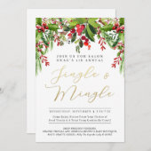 Jingle & Mingle in Fresh Garland Event Invitation Feestdagenkaart (Voorkant / Achterkant)