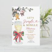 Jingle & Mingle Kerst Cocktailparty Kaart (Staand voorkant)