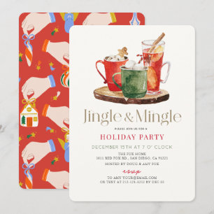 Jingle & Mingle Kerst Drinken Vakantie Party Kaart