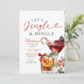 Jingle & Mingle Kerstcocktail Feest Kaart (Staand voorkant)
