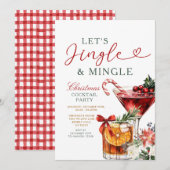 Jingle & Mingle Kerstcocktail Feest Kaart (Voorkant / Achterkant)