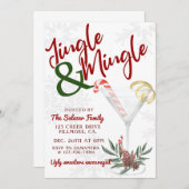 Jingle & Mingle, kerstfeest, feestdag cocktail Kaart (Voorkant / Achterkant)