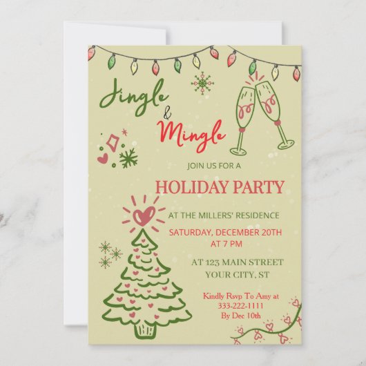 Jingle & Mingle Kerstfeest Feestje Kaart (Voorkant)