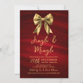 Jingle Mingle Kerstfeest Goud Boog Zilver Rood Kaart (Voorkant)