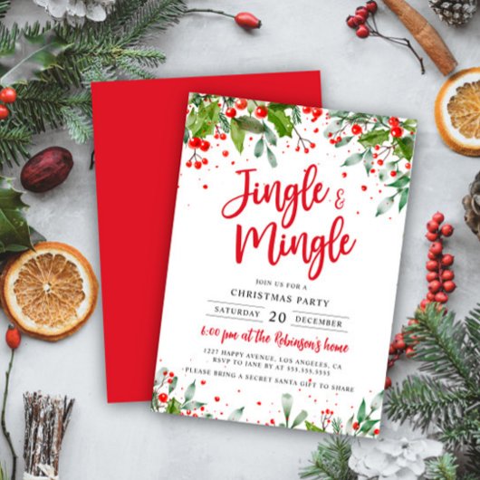 Jingle & Mingle Kerstfeest Holly Berries Kaart